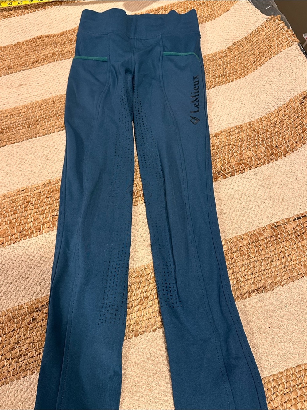 LeMieux Teal Riding Tights/Breeches with Grip Seat -Girls Youth Size 13-14 years